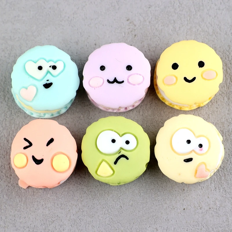 10pcs Mix Resin Colorful Cookies Flat Back Cabochons Appliques DIY Wedding Scrapbook Craft Cute Cartoon Simulated Food Play DIY