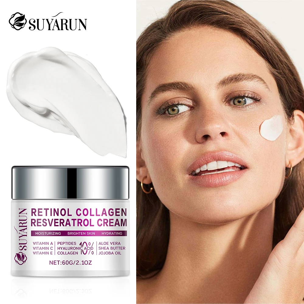 SUYARUN Retinol Resveratrol Creme Facial Antienvelhecimento - Hidratante Noturno Hidratante para Rugas, Firmador e Iluminador Cuidados com a Pele.