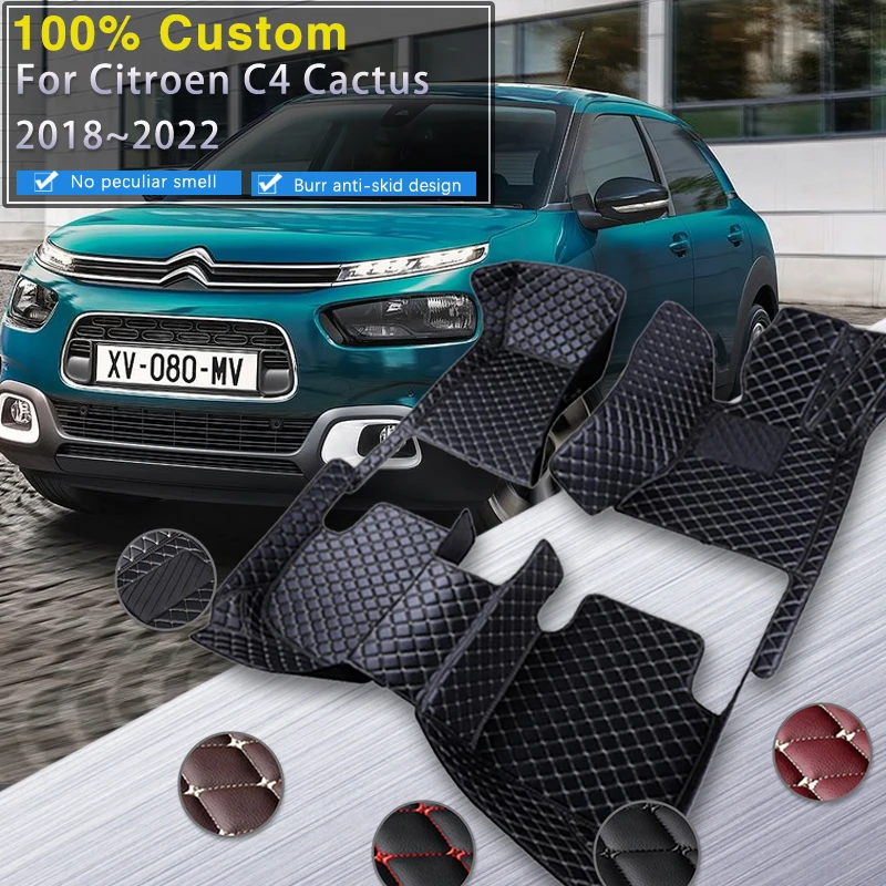 

Car Floor Mats For Citroen C4 Cactus 2018 2019 2020 2021 2022 Luxury Leather Mat Rugs Carpets Set Waterproof Pad Car Accessories