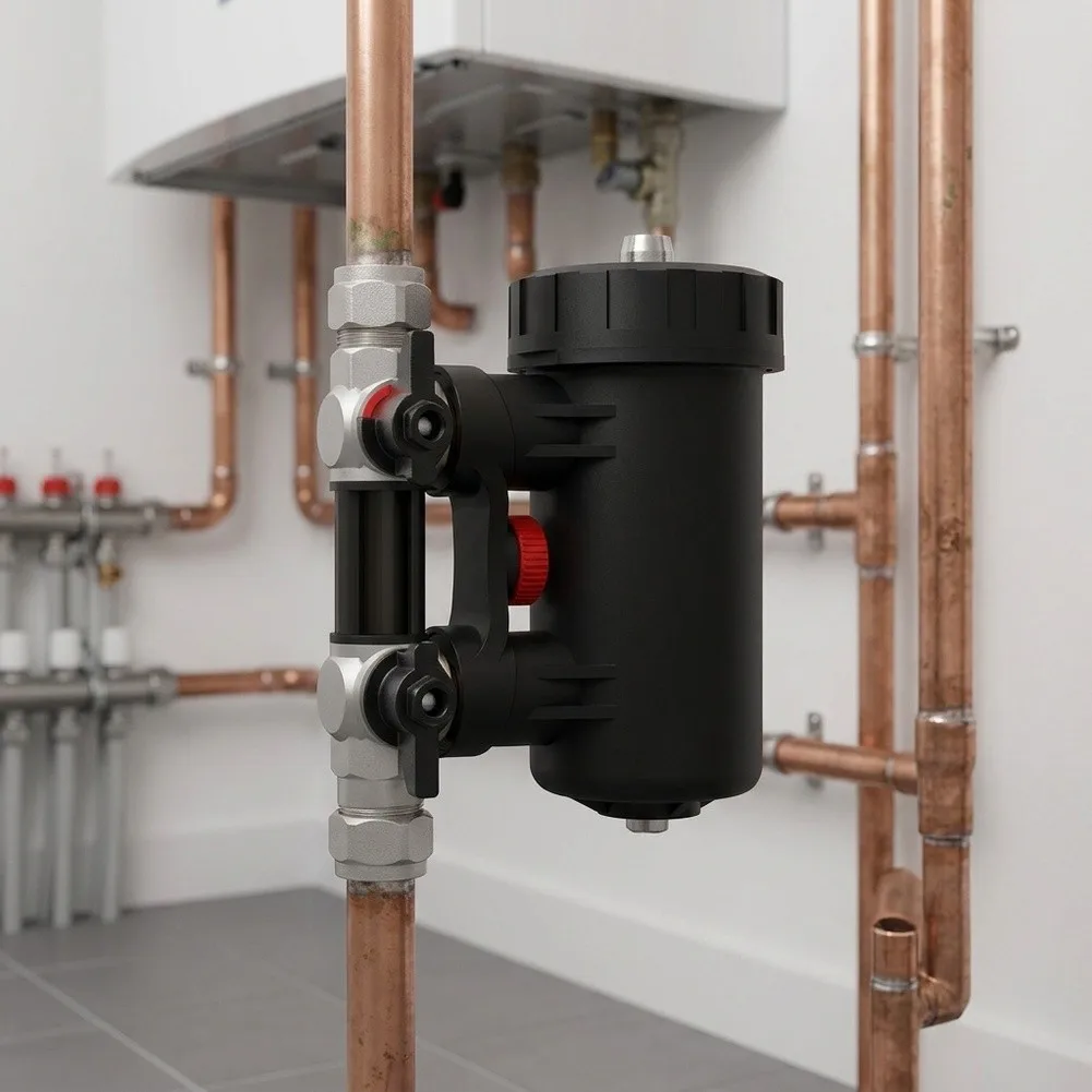 Magnetic Boiler Filter Designed for Wall Installation in Heating Systems to Improve Circulation Efficiency and System Longevity
