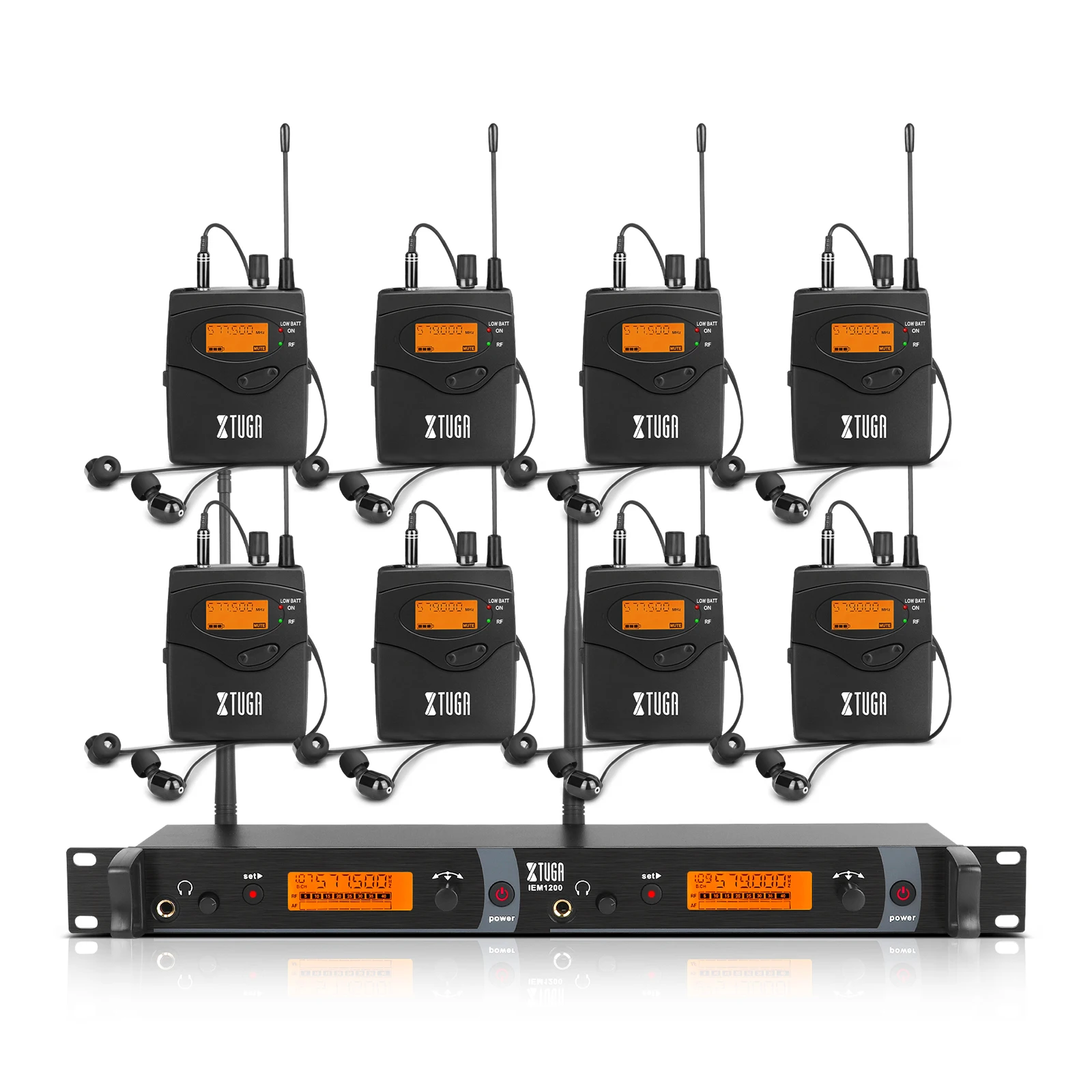 

IEM1200 Wireless In Ear Monitor System 2 Channel 8 Bodypacks Monitoring With In Earphone Wireless Type For Stage Church