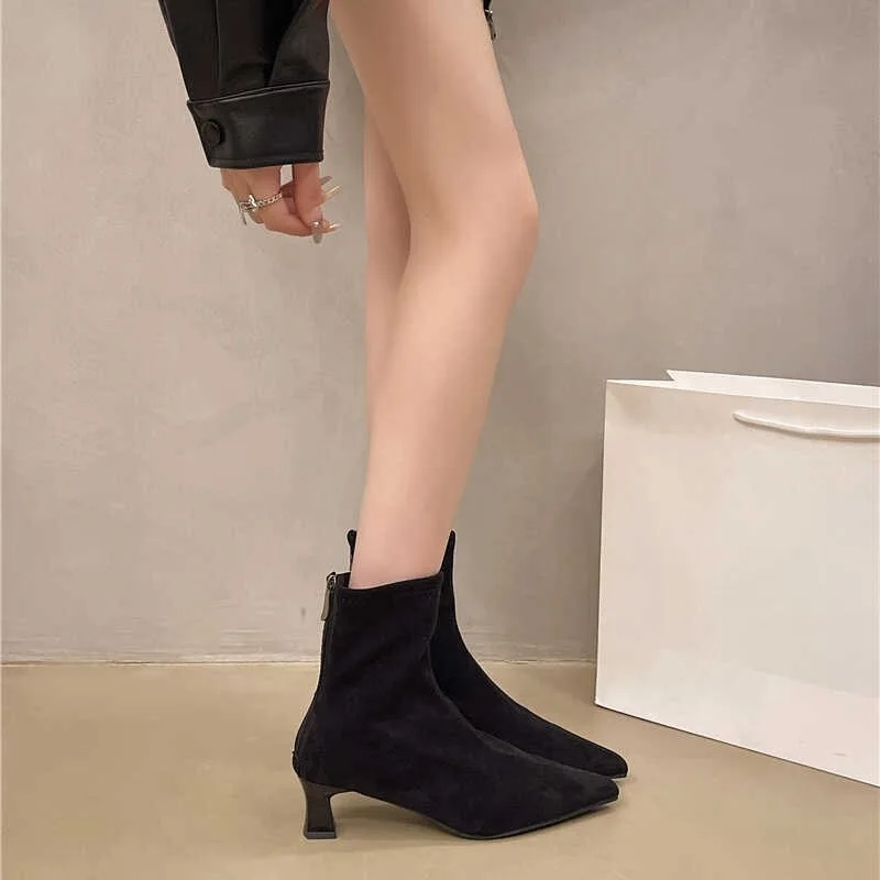 Fashion Designer Leopard Print Women Ankle Boots Sexy Pointed Toe Short Booties Plus Size Woman High Heels Shoes De Mujer
