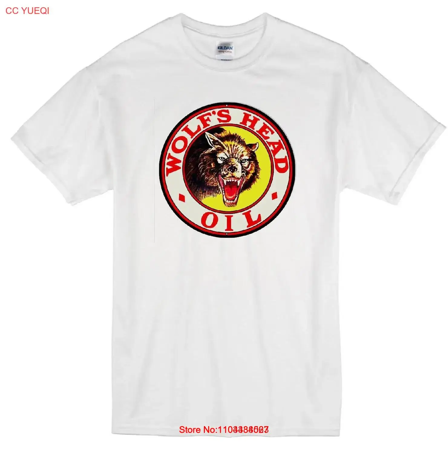 WOLF'S HEAD MOTOR OIL GASOLINE STATION RETRO LOGO PENNZOIL SHELL WHITE T-SHIRT