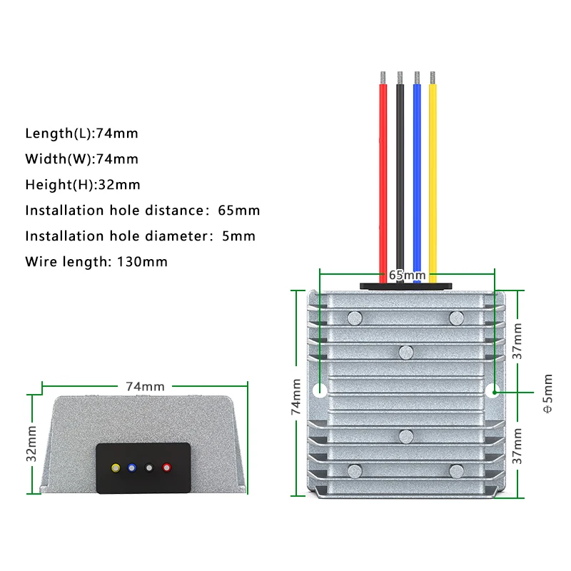 Convertitore di Potenza Isolato DC RUIYISI, Regolatore di Tensione da 24V a 24V, Modulo Regolatore di Tensione da 130V/120V/90V/80V/72V/60V/36V/48V/12V a 12V/5V
