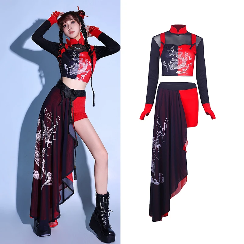 Jazz Dance Kostüm Weibliche Erwachsene Praxis Kleidung Hip-Hop Street Dance Performance Bühne Outfits Frauen Pole Dance Kleidung DQS8702