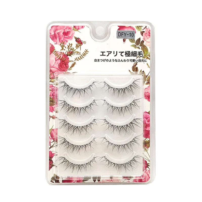 Invisible band Lashes 5 Pairs 3D Faux Mink Lashes Natural short Transparent Terrier Lashes Clear Band Soft Eyelashes Extension