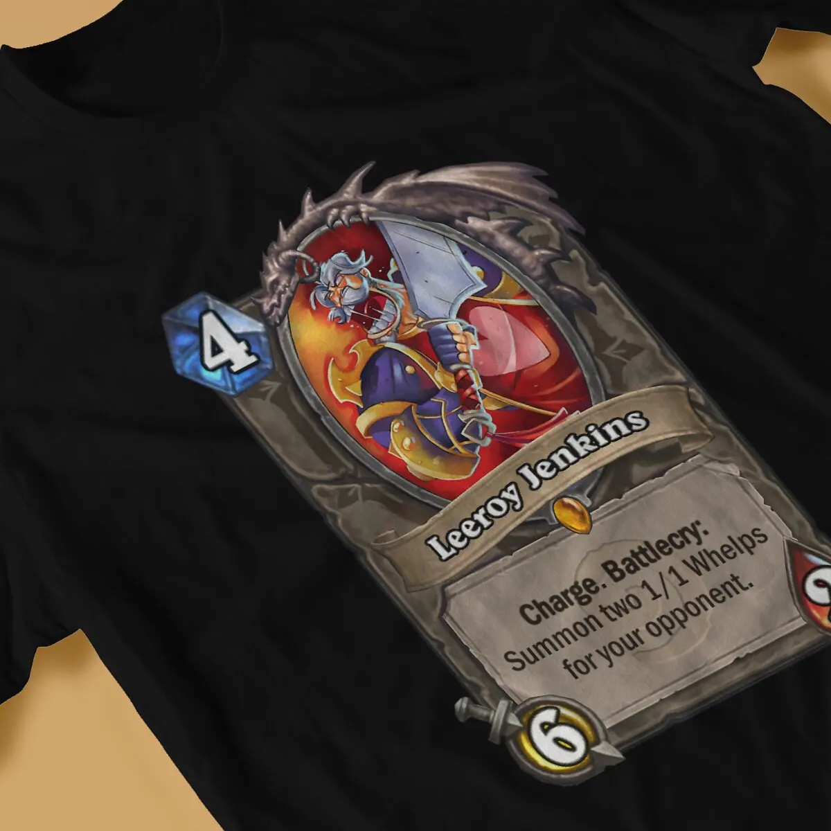 Leeroy Jenkins Card Summon Men T Shirt World Of Warcraft Fashion Tees Short Sleeve O Neck T-Shirts Pure Cotton Printing Clothes