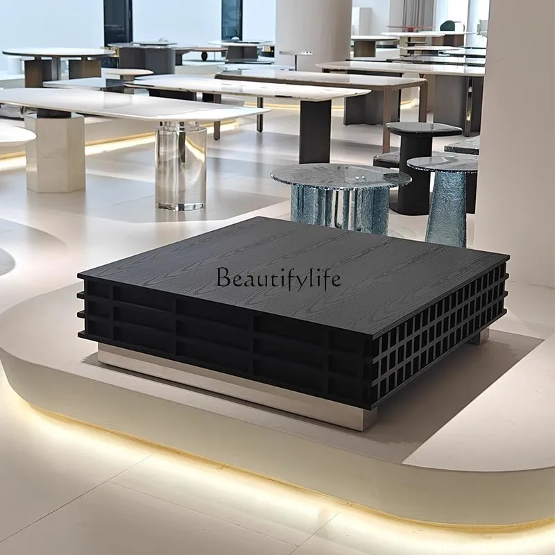 

Medieval style simple square coffee table Retro creative living room coffee table