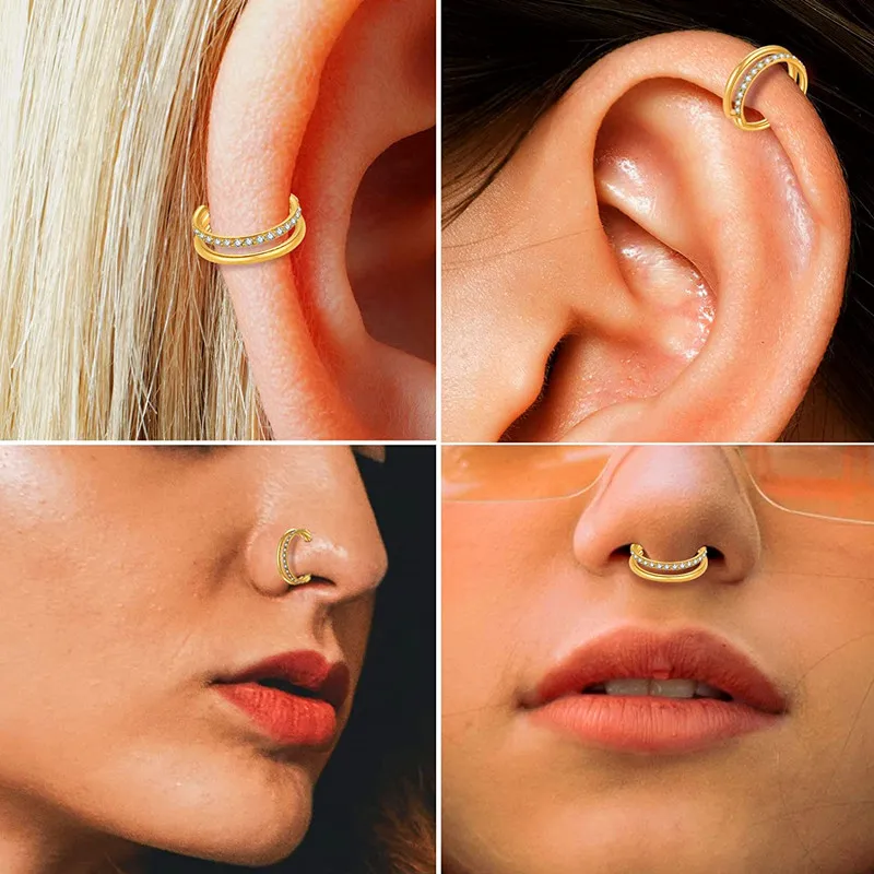 1 قطعة G23 التيتانيوم الأنف الدائري الحاجز تشيكوسلوفاكيا زرع الصف متمحور Daith أقراط الزنمة الغضروف اللولب محارة الفرس ثقب المجوهرات