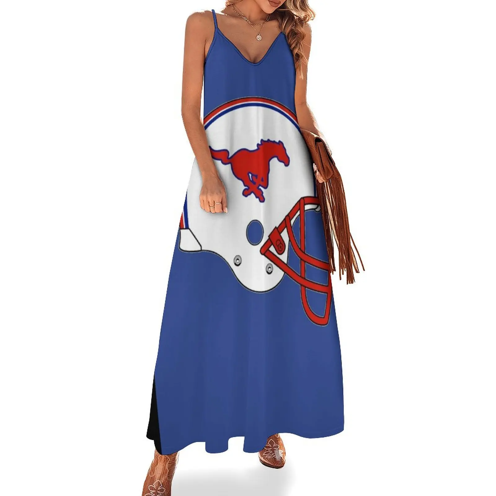 

SMU Football Helmet Sleeveless Long Dress Women's dress evening dress dresses summer elegant dresses plus sizes