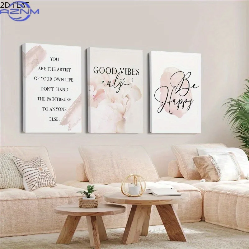 2D Plane, 3pcs Set of Positive Energy Female Wall Art, Living Room Decoration, Bedroom Home Additions, Living Room Wall Painti