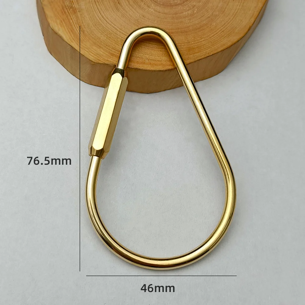 Brass Keychain With Lock D Key Chain Gold Color Camping Carabiner Survival Camping Equipment Buckles Hooks Key Ring Accessories