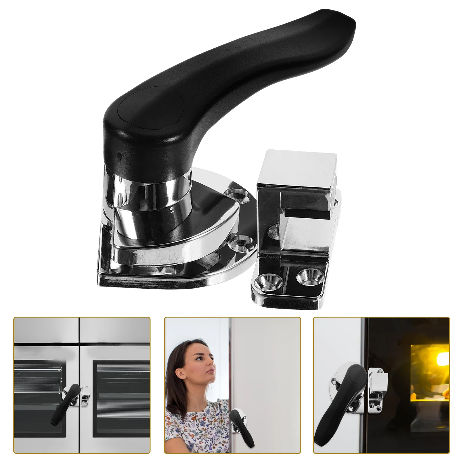 

Arc Zinc Alloy Freezer Door Latch Heavy Duty Metal Lock Cooler Hinge Practical Kitchen Appliance Handle Simple Design