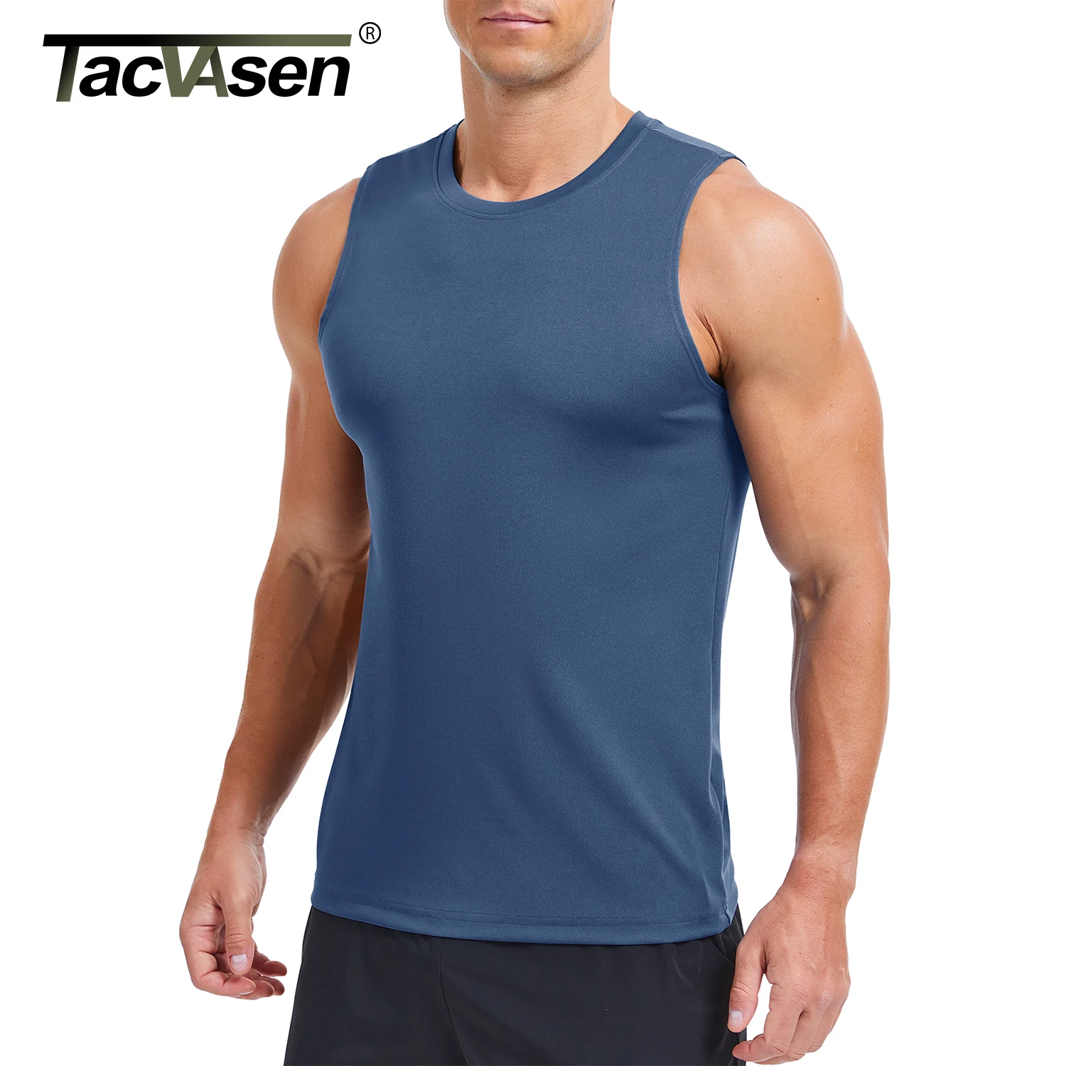 TACVASEN Men's UPF 50+ Sleeveless Shirts Quick Dry UV Protection Muscle Athletic Tank Top for Workout Swim Running Gym