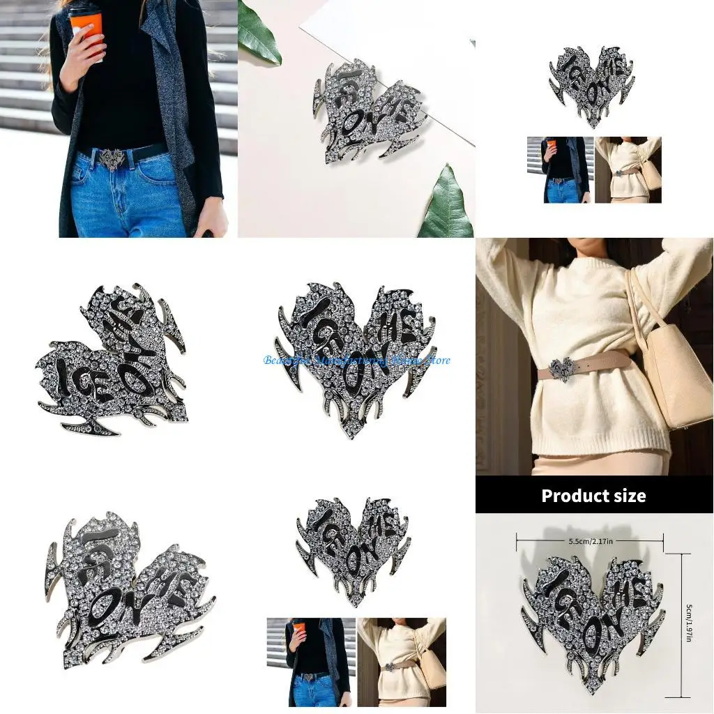 

E56A Heart Belt Buckle for Unisex Vintage Metal Engravings Replacement Belt Buckle