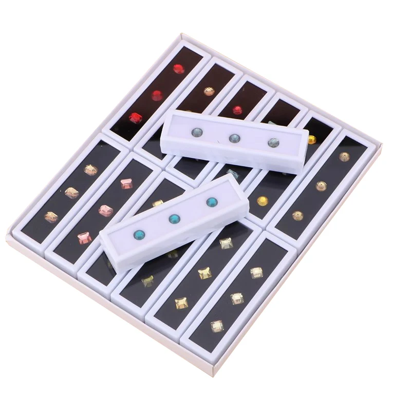 Wholesale Gem Stone Display Sponge Holder Box Jewelry Beads Container Loosing Diamond Storage Case Long Gems Box With Glass Lid