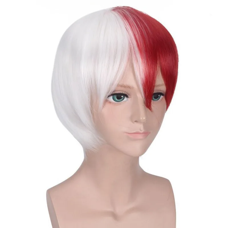 Anime Wig My Hero Academia Cosplay Fumikage Tokoyami Red And White Color-matched Character Style Versatile.
