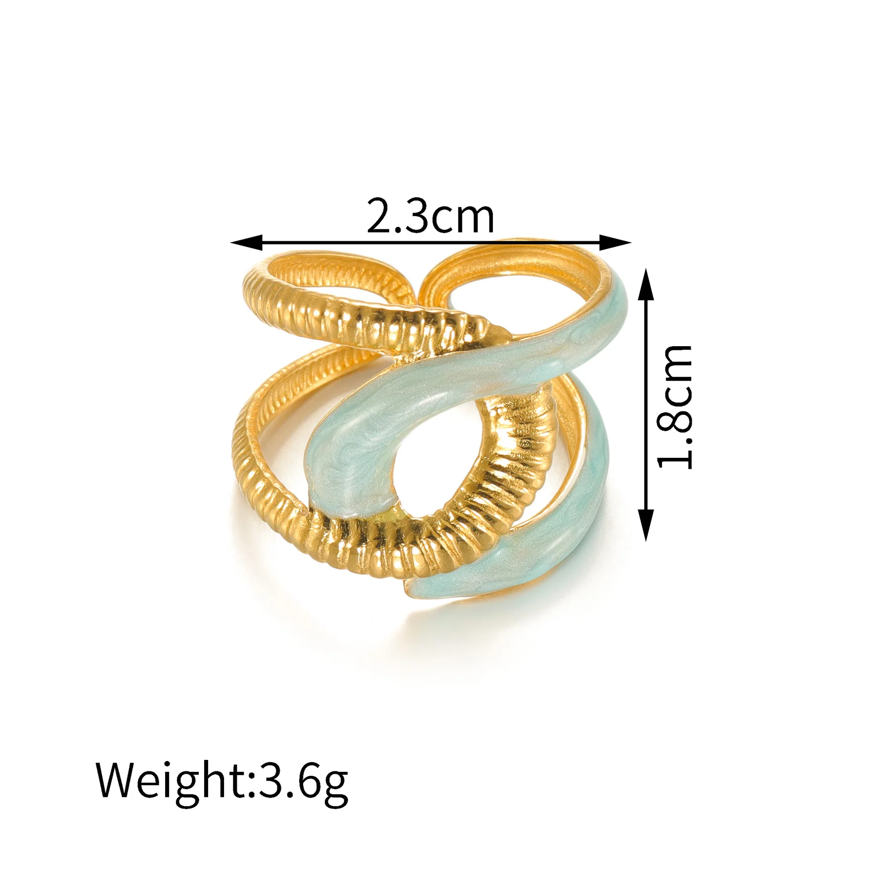 Trendy Simple ColoredOil Dripping Open Ring for Women Stainless Steel Gold Color Cross Wrap Finger Ring Waterproof Jewelry Gift