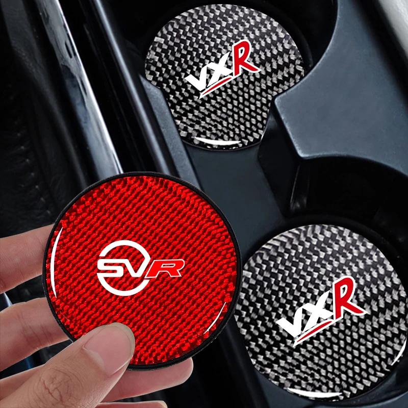 7cm Car Cup Coaster Carbon Fiber Pattern Auto cup Holder Coasters For Range Rover SVR Sport Evoque Discovery 3 5 Freelander