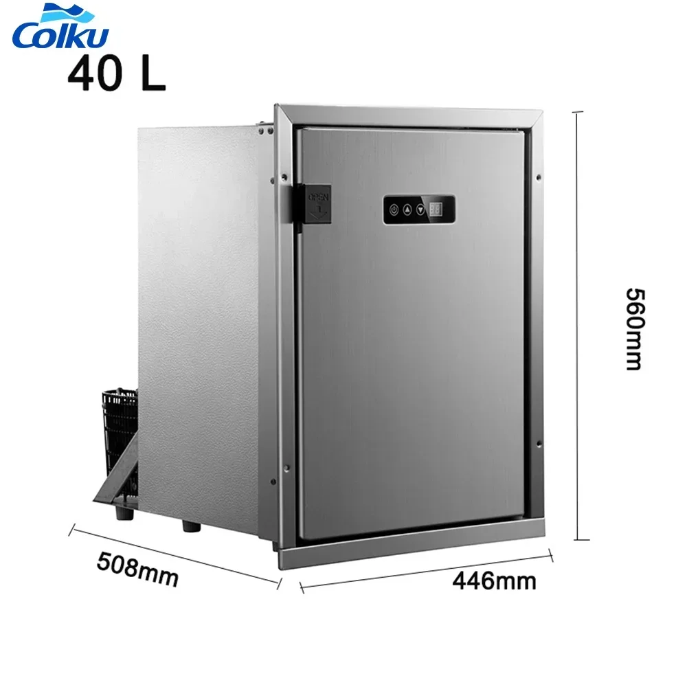 Big capacity 40L 50L 304 stainless steel marine refrigerator built in 12v 24v upright car refrigerator for RV camper boat yacht