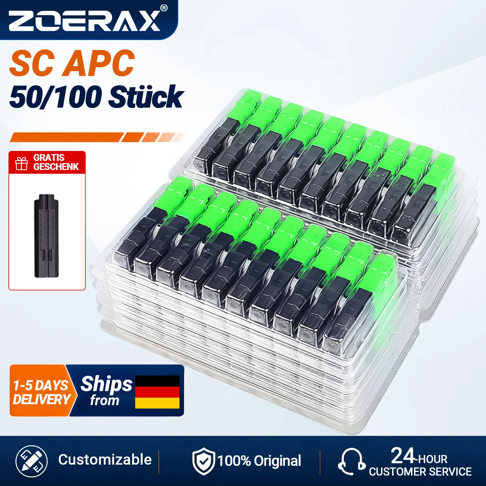 ZoeRax SC APC Eingebetteter Glasfaser-Schnellverbinder FTTH Wiederverwendbarer Kaltverbinder Adapter Glasfaser-Verbindungswerkzeug