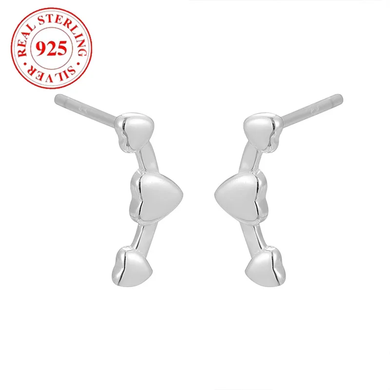 

S925 Sterling Silver Heart Triple Heart Women's Earrings Hypoallergenic Suitable for Women's Holiday Gifts