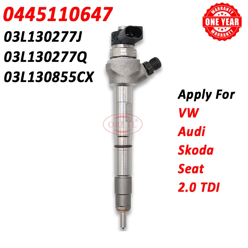 

New 0445110647 03L130277J 03L130277Q 03L130855CX Diesel Fuel Injector Nozzle 0 445 110 647 for VW Audi Skoda Seat 2.0 TDI