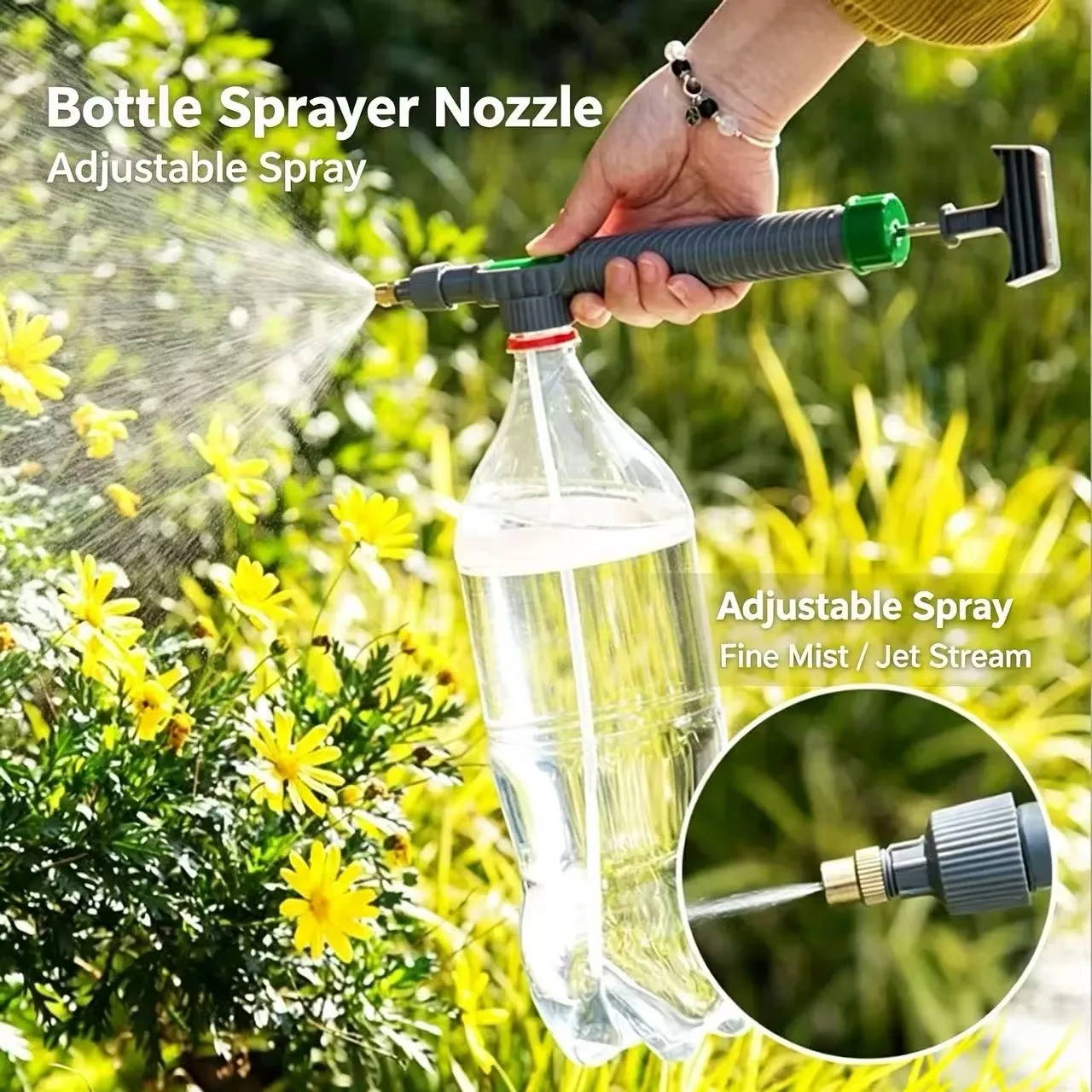 Universal Pull Type Coke Bottle Sprayer Nozzle Multifunctional Spray Rod Accessory For Garden Watering Disinfect Car Wash Pestic