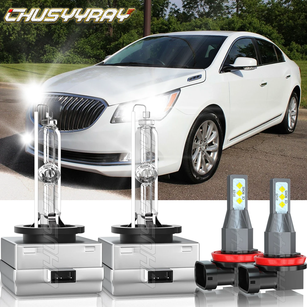 CHUSYYRAY Compatible For Buick Enclave 2008-2012 D1S H11 LED Headlight HID High/Low Beam+Fog LED Light 4x Bulb Car accsesories