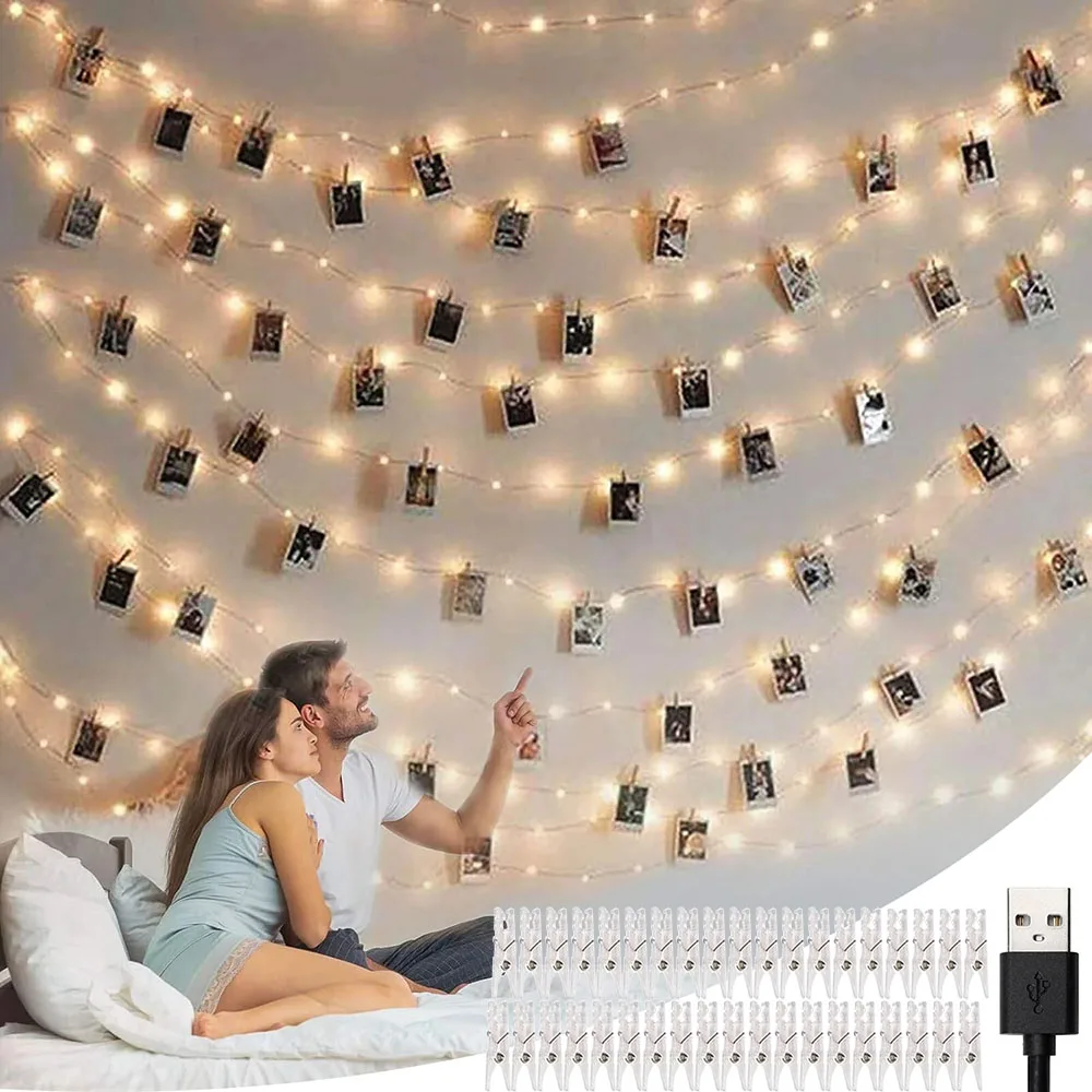 

Photo Light Fairy Light Copper Light Rope 10M100LED 50 Clips for Bars Bedrooms Parties Weddings Hanging Photos Wall Decoration