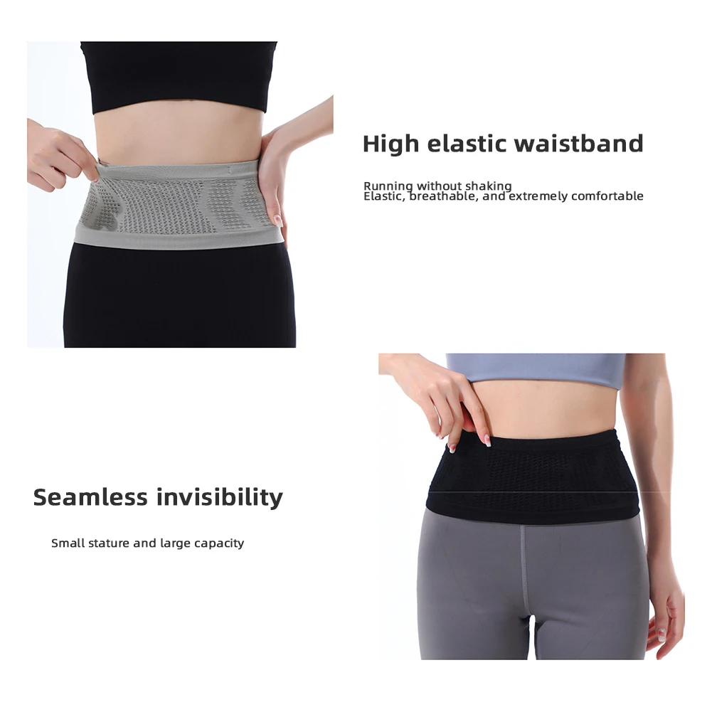 Multifunctional Knit Breathable Concealed Waist Bag Slim Thin Waist Pack With Hanging Hook Lightweight Packet For Riding Fitness