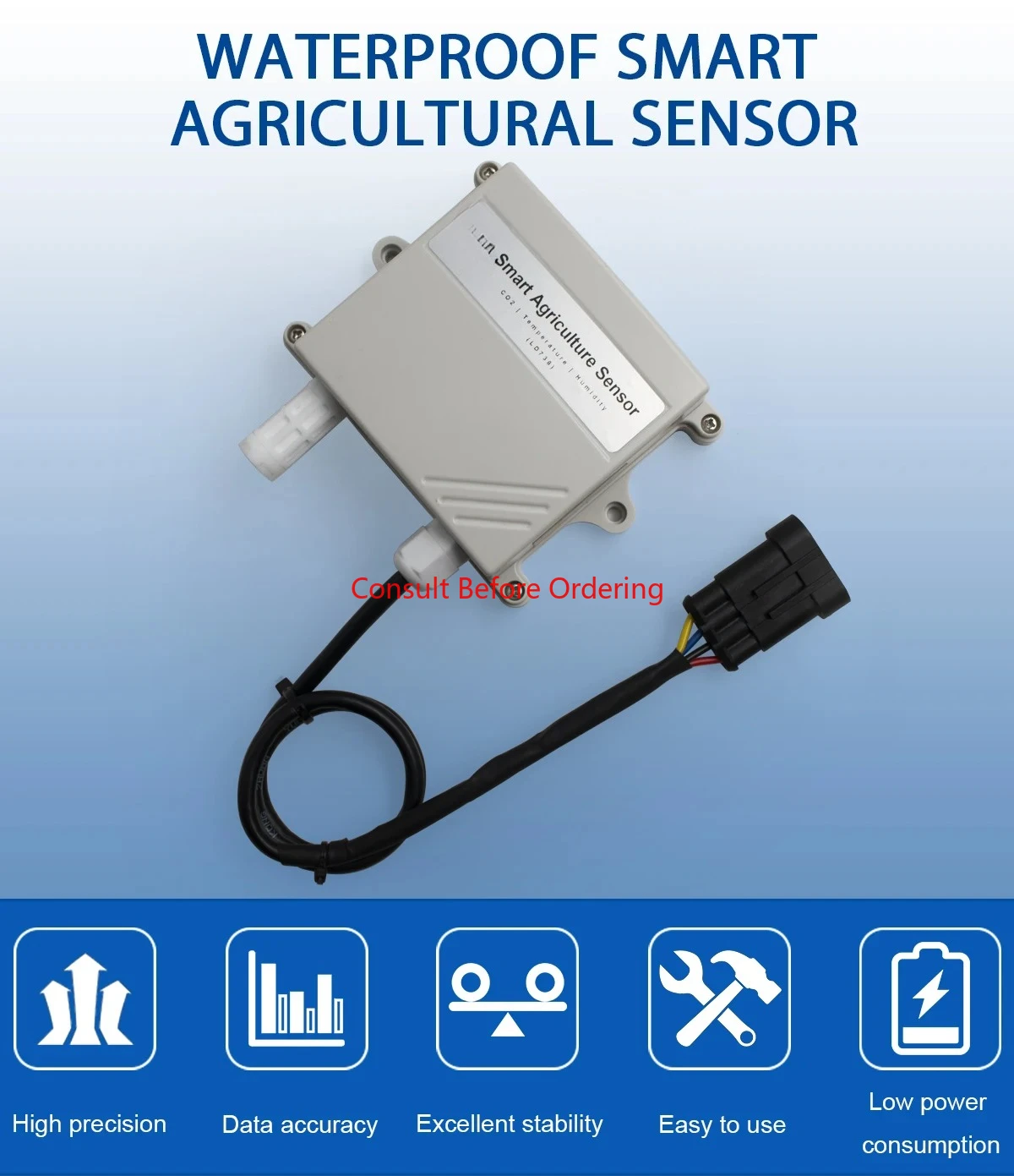 IP65 Wall Mount Waterproof CO2 Temperature Humidity Transmitter Carbon Dioxide Detect Sensor CO2 Meter