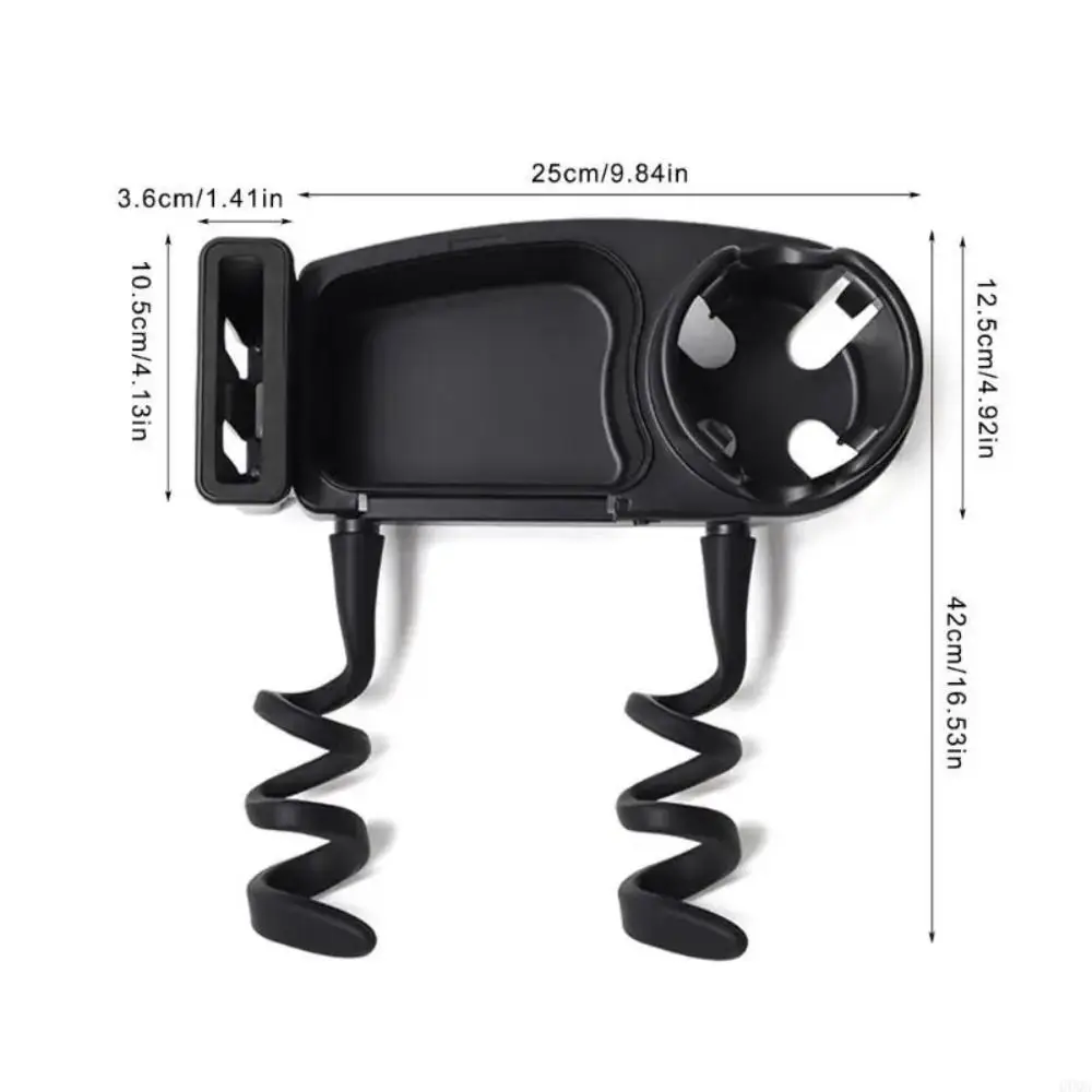 Universal Stroller Snack Tray 3 in 1 Stroller Cup Holder with Phone Holder Flexible Arms Grip Stroller Tray Attachment Organizer - view 6