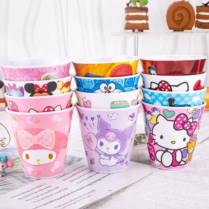 

Kawaii Hello Kitty Nine Cornered Cup Anime Kuromi Melody Cute Children Milk Cup Ins Wind Fall Prevention Anti Scalding Water Cup