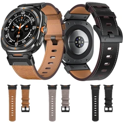 Metal+Leather Strap for Samsung Galaxy Watch Ultra 47mm 2025 Business Bracelet Accessories for Galaxy Watch 8-7 Ultra 47mm Band