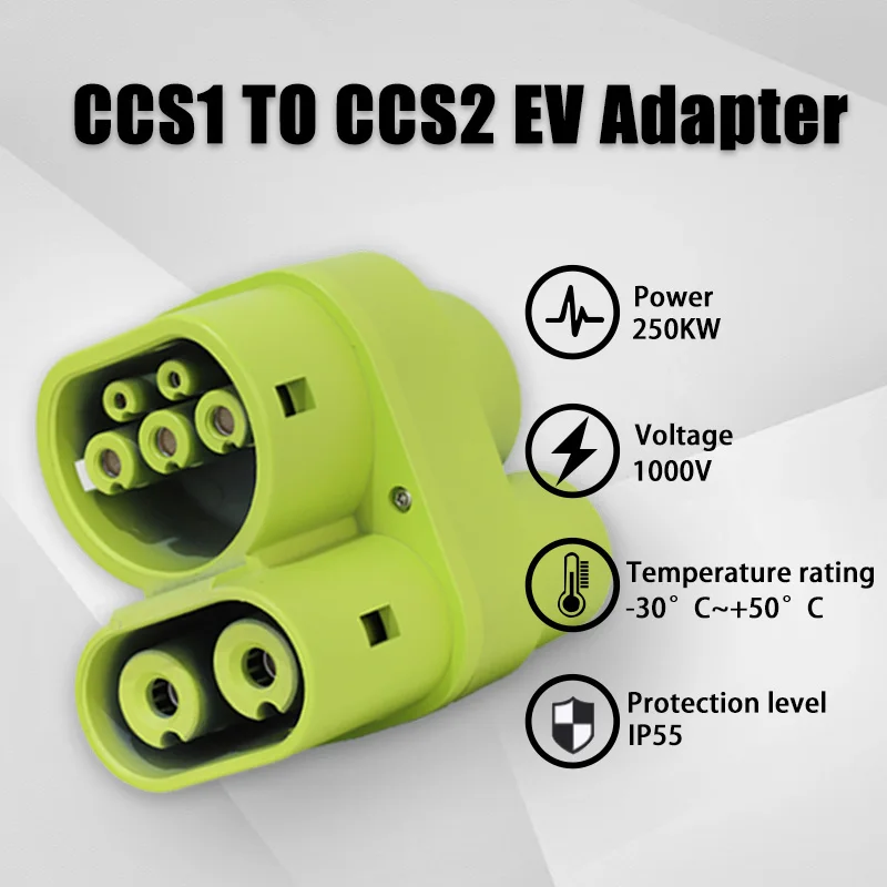 CCS1 to CCS2 EV Adapter 250A 1000V CCS Combo1 Plug Charging Connectors Adaptor DC Chaeger Electric Vehicle Car  Accessories