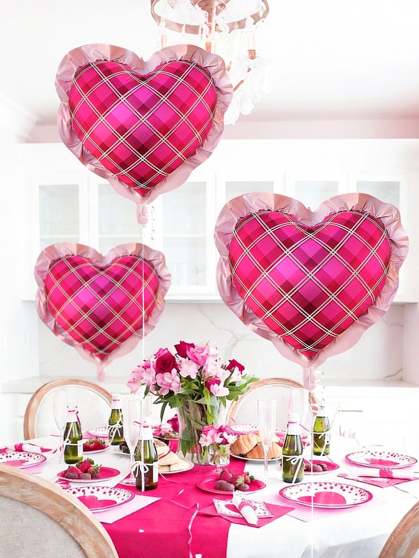 2/4pcs Hot pink heart-shaped balloons,perfect for birthday decorations,engagements,parties,anniversaries,and bridal showers.