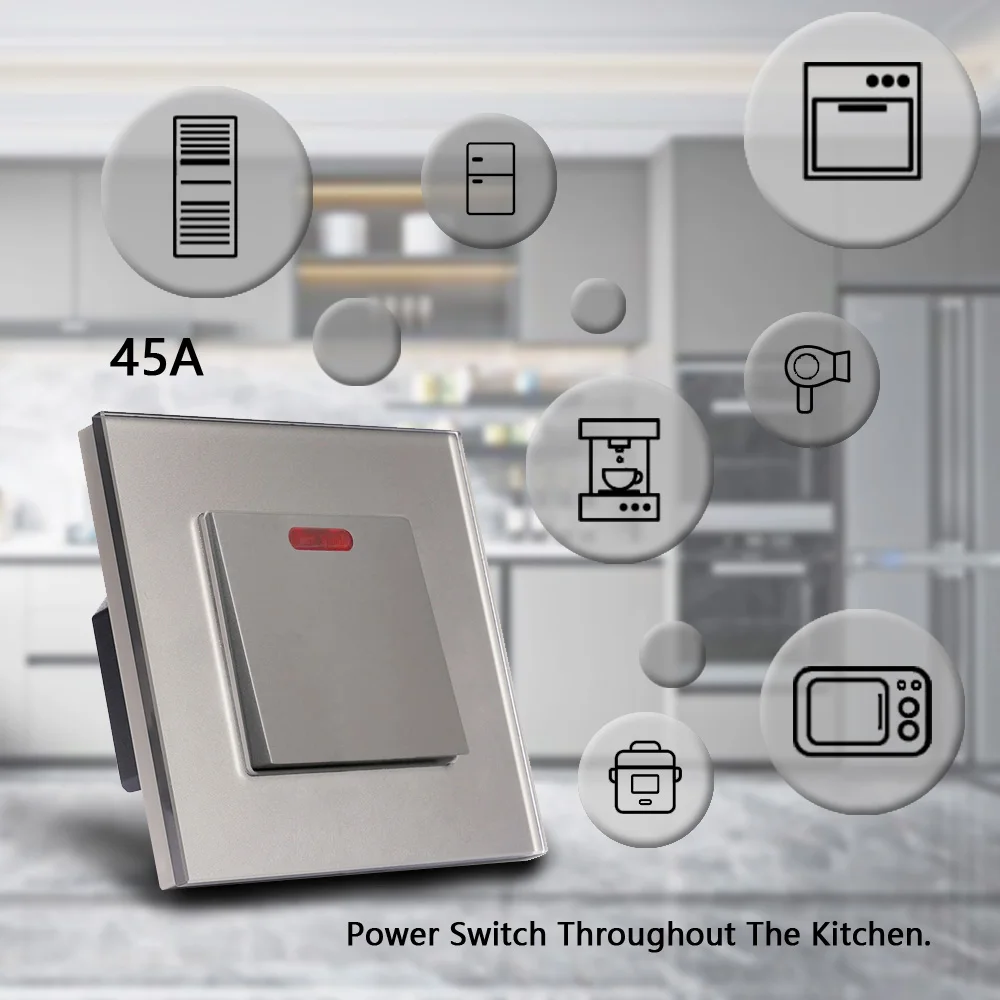 

Выключатель настенный кнопочный ENTUOIA EU 20A 45A, мощный, с кнопкой включения/выключения, для водонагревателя, освещения, кондиционера, бойлера