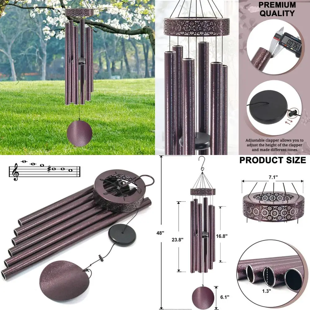 

Большие наружные мемориальные колокольчики с глубоким тоном — 6 садовых колокольчиков с тяжелыми трубками для привидения, красивых звуков