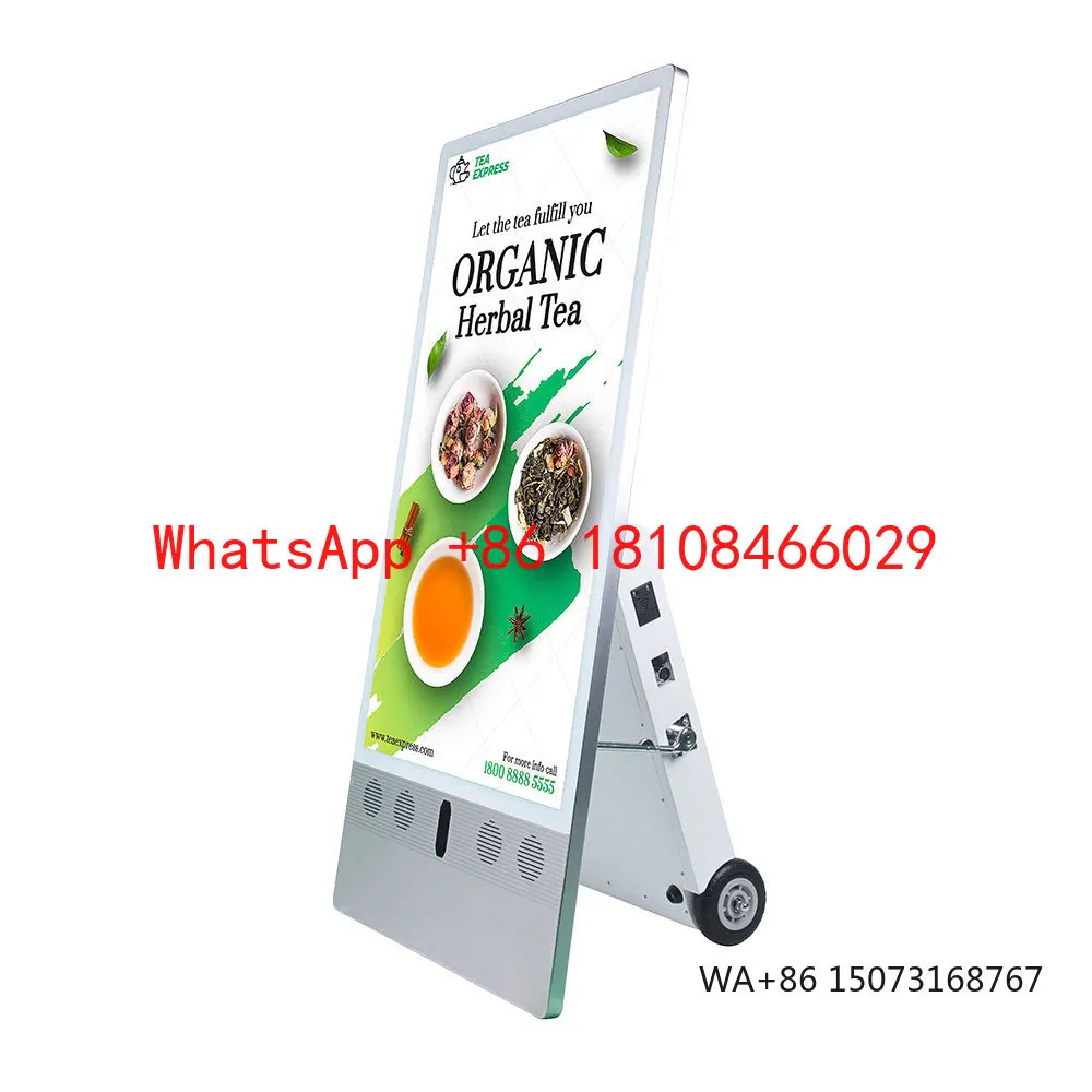 Kios Iklan Portabel LCD VETO 43 Inci Tahan Air untuk Luar Ruangan dengan Baterai dan Papan Digital Signage