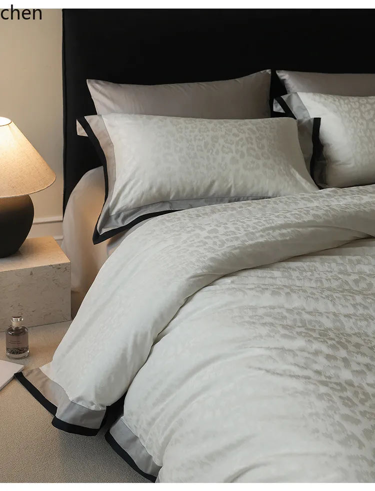 Zml long-staple cotton jacquard bedding set - premium minimalist style (4-piece)