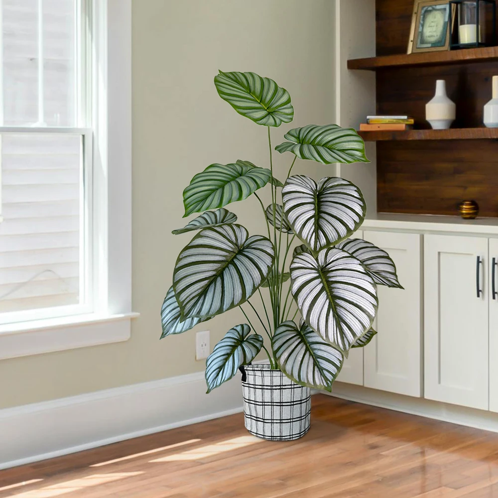 

65/100cm 12 leaf Monstera Plant Plastic Leaf Small fake plant Potted Ornamental indoor Artificial Plant for Home Decor Office