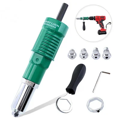 

Aluminum Alloy Electric Drill Rivet Nut Attachment Cordless Riveting Drill Adapter Riveting Tool Insert Nut Tool
