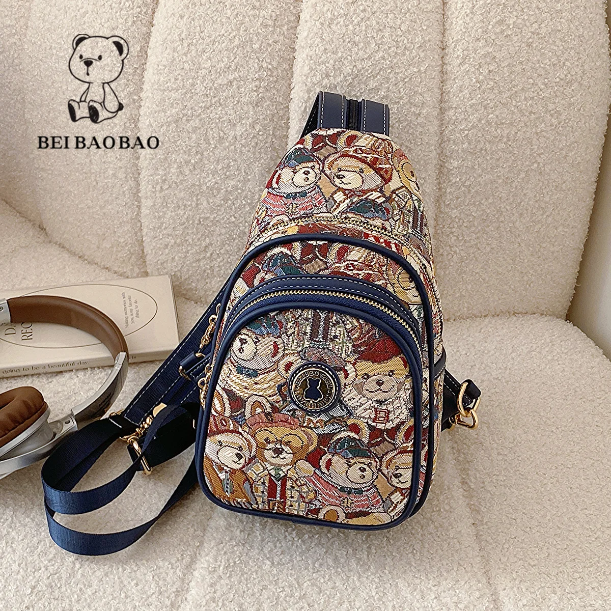 Beibaobao 2024 New Bag Leisure and Fashionable Western Style One Shoulder Crossbody Bag Cartoon Chest Bag Sports Phone Bag