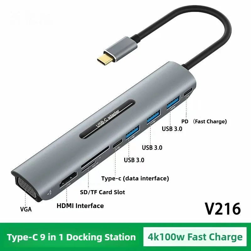 USB HUB USB C HUB To HDMI 4K Mutil USB3.0 Port Splitter With PD Charging VGA RJ45 SD/TF Audio For Macbook pro Laptop Type C USB