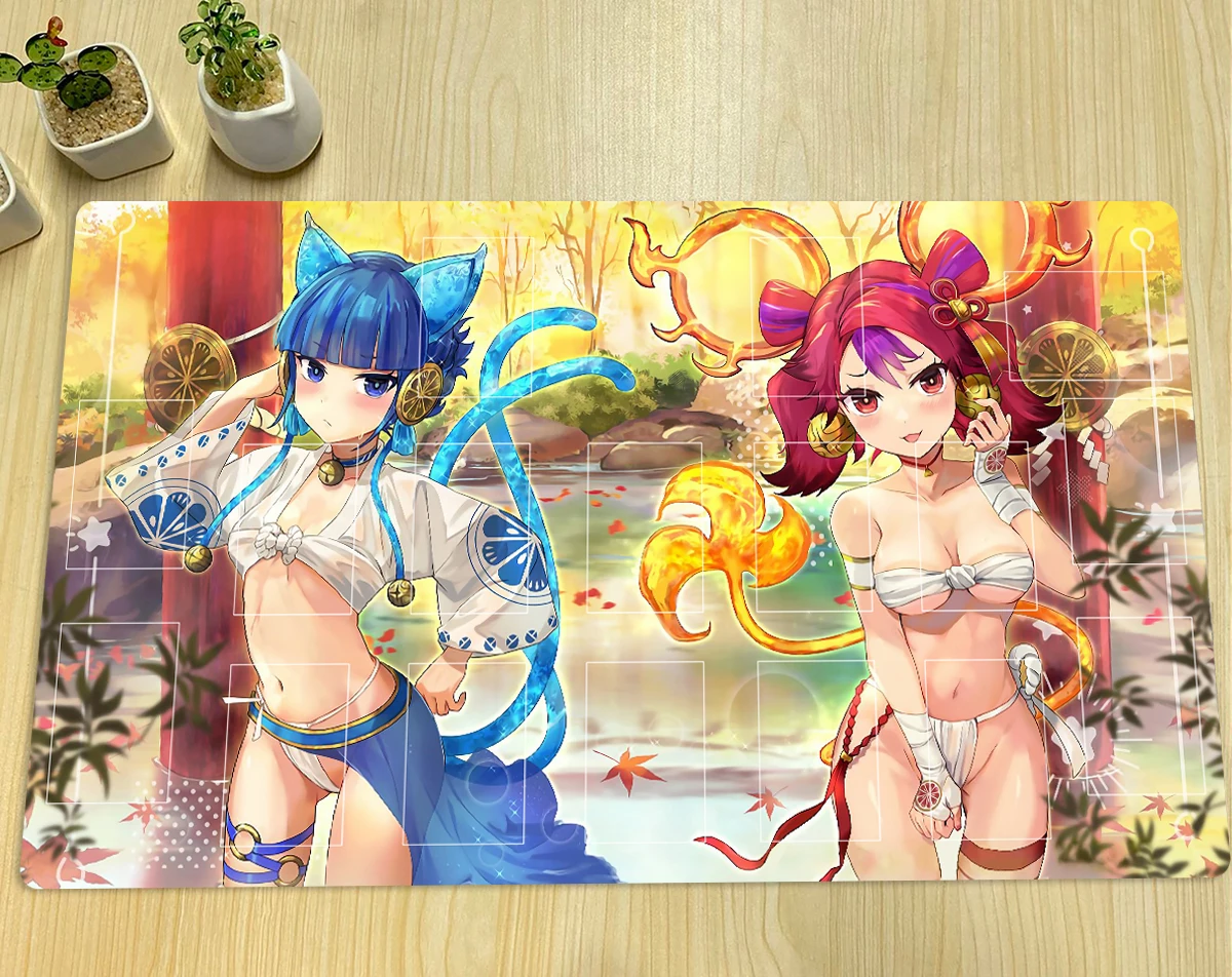 YuGiOh Playmat Ni-Ni The Mirror Mikanko & Ha-Re The Sword Mikanko Mat Board Game TCG CCG Trading Card Game Mat Mouse Pad & Bag