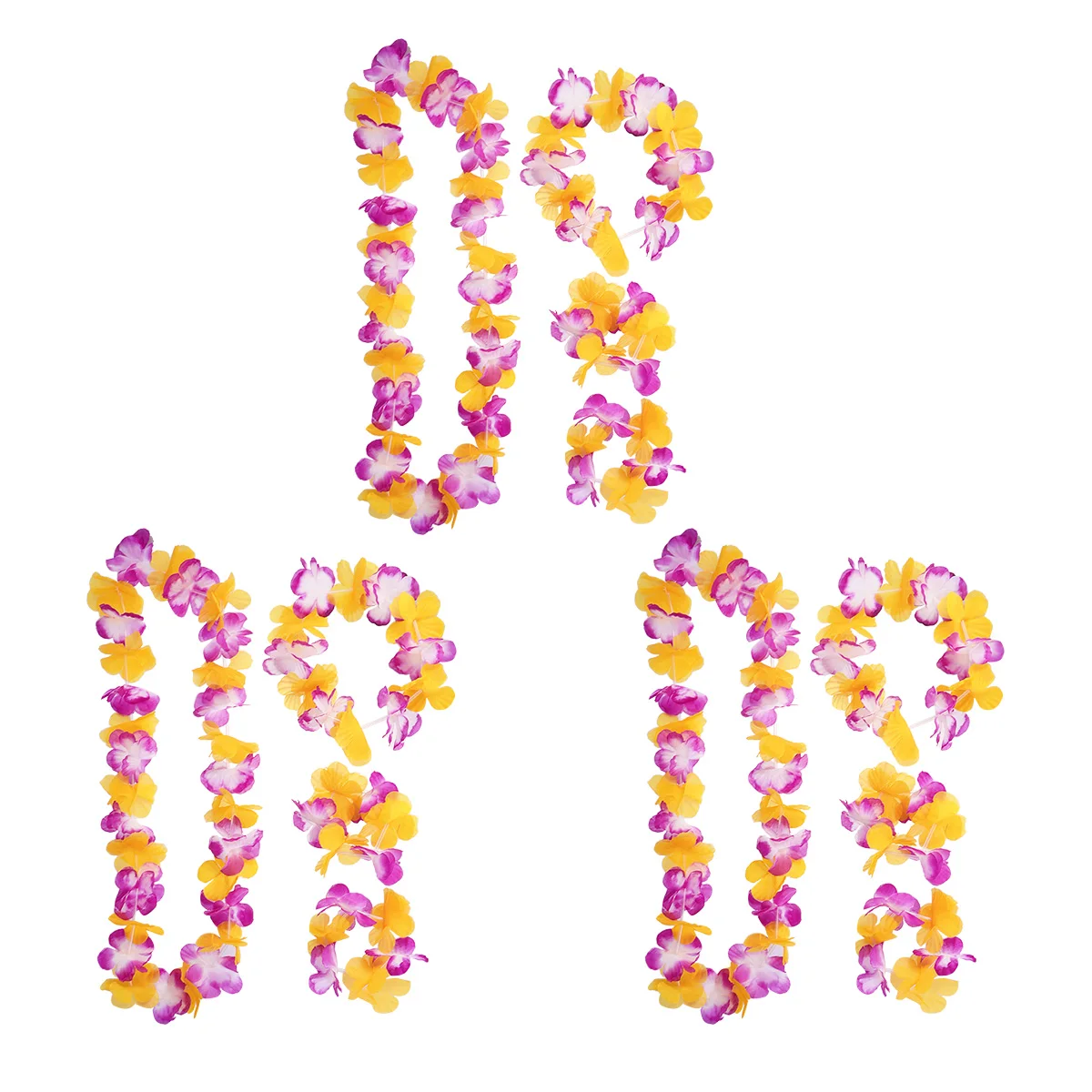 

3 Set/12 Two-color Wreath Luau Party Decorations Hawaii Neck Kit Hanging Garland