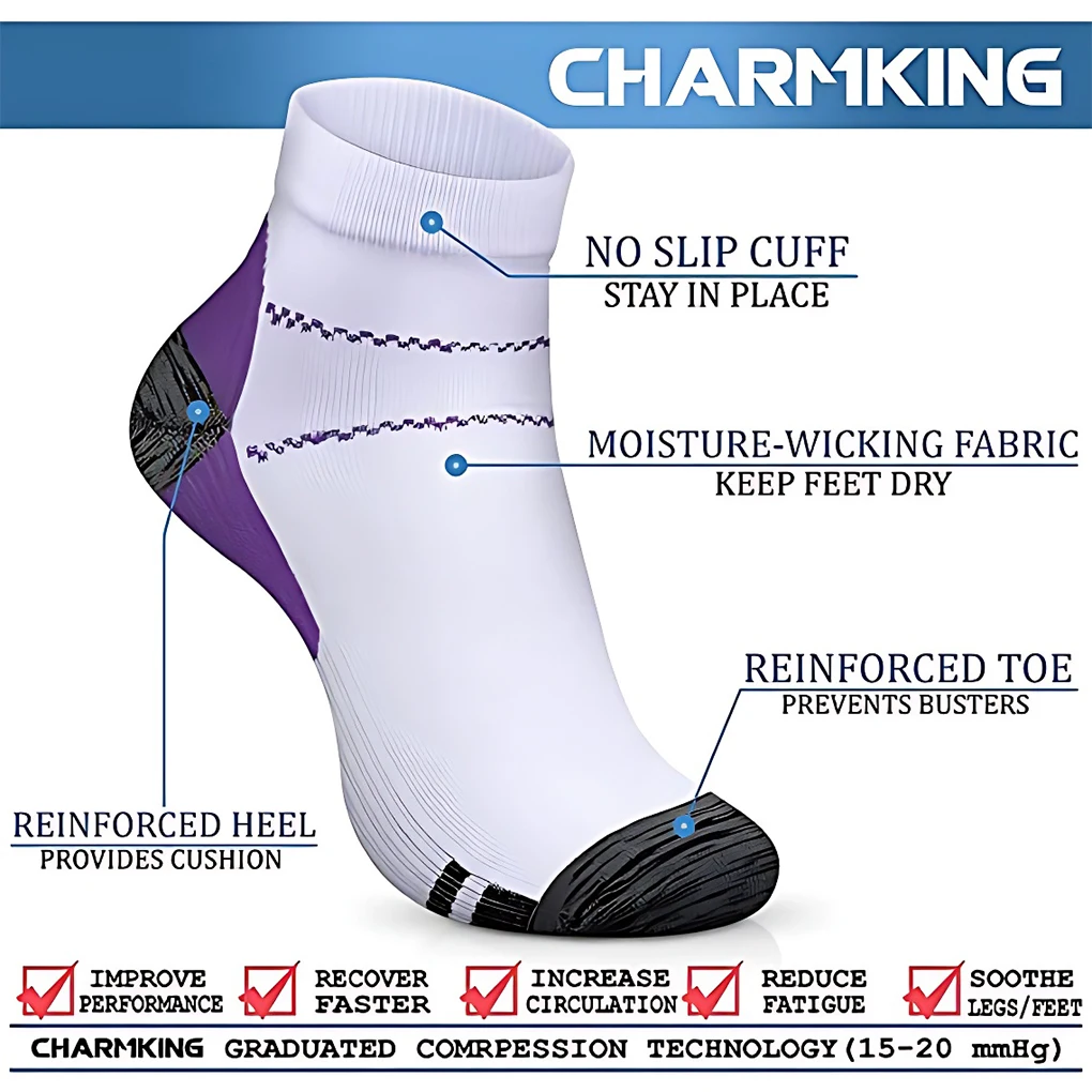 2pieces Relieve Foot Fatigue Compression Socks For Greater Comfortable To Wear Ankles Socks