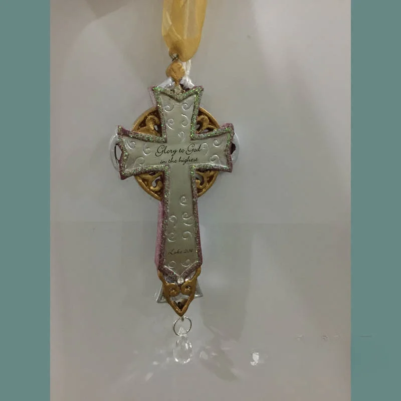 White Dove Pattern Cross Pendant Christmas