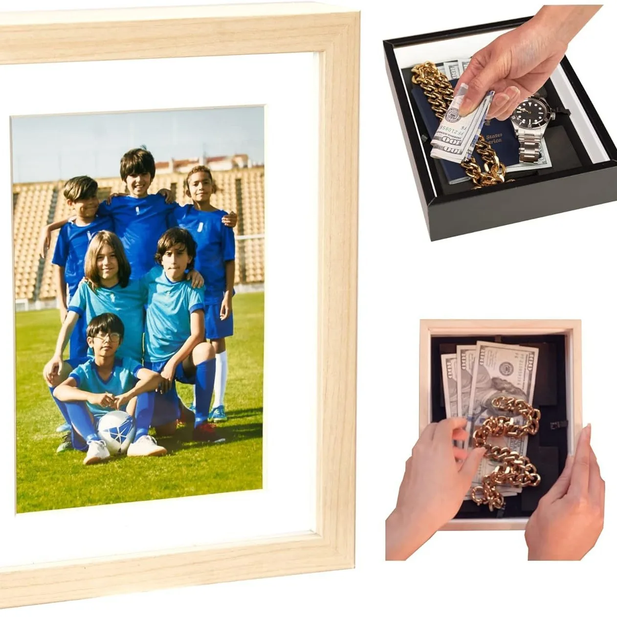 Hidden Safe Box Disguise Photo Frame Storage Secure Home Mini Safe Hidden Secret Compartment Private Room Money Jewelry Storage